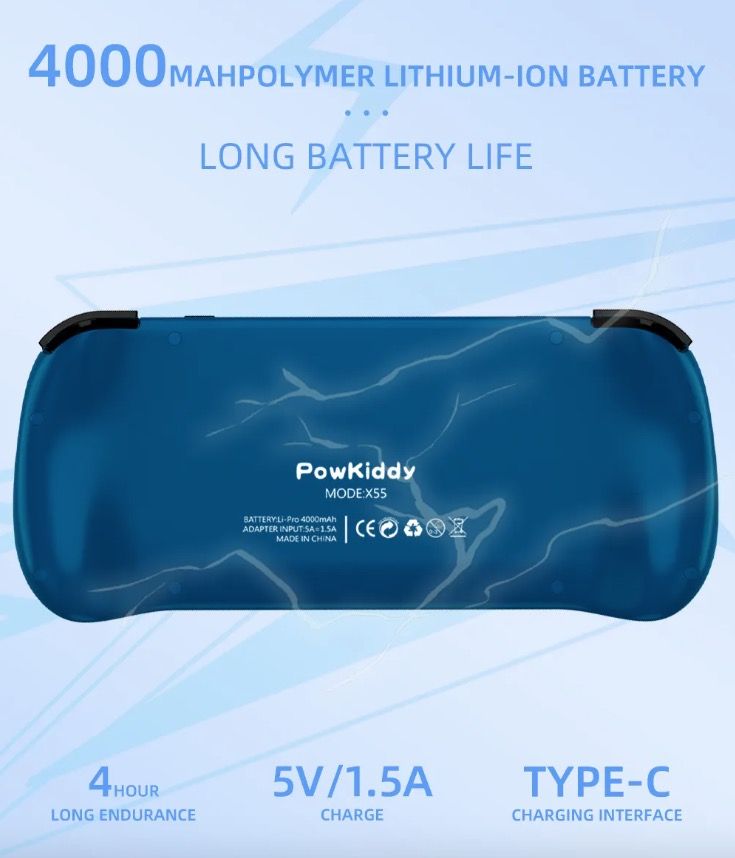 Console de jeu portable POWKIDDY X55 écran IPS 5.5 pouces jeux rétro Linux open source résolution 1280x720