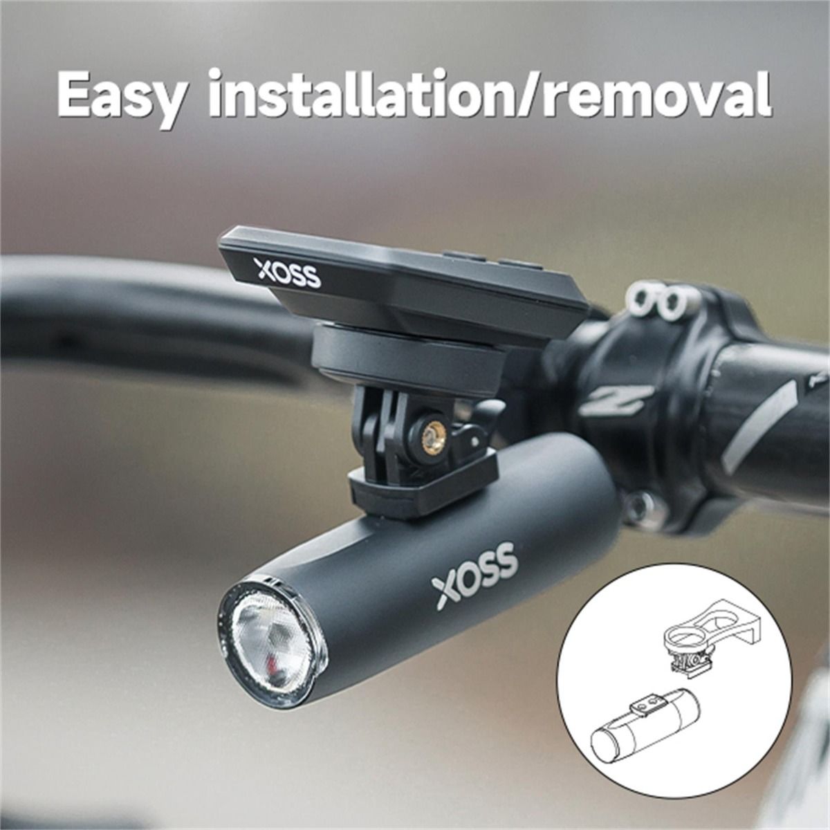 Lampe avant de vélo XOSS 800Lm étanche rechargeable USB, lampe frontale VTT, accessoires de cyclisme extérieur.