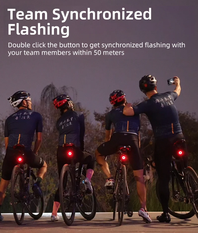 XOSS XR Pro Feu arrière intelligent de sécurité vélo avec détection automatique de freinage, recharge USB et conception étanche