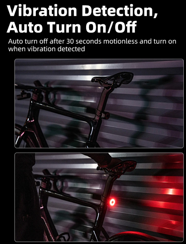 XOSS XR Pro Feu arrière intelligent de sécurité vélo avec détection automatique de freinage, recharge USB et conception étanche