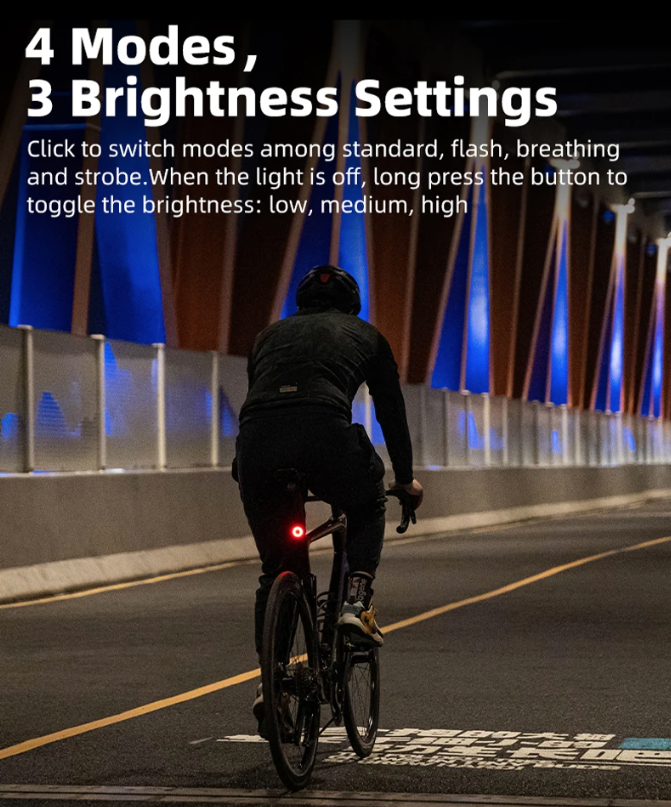 XOSS XR Pro Feu arrière intelligent de sécurité vélo avec détection automatique de freinage, recharge USB et conception étanche