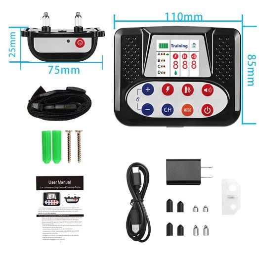 Clôture Électronique Sans Fil Animaux avec Dispositif Intelligent Entraînement Chiens et Collier Ergonomique