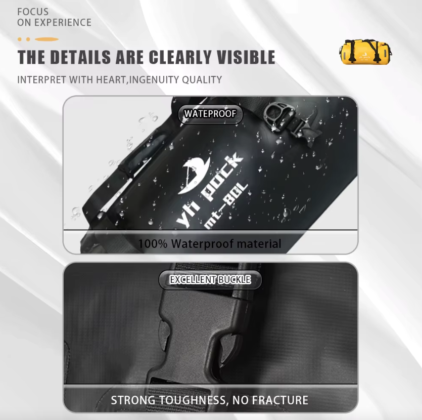 Sac Moto Étanche 40L/80L VTT Roll-Top - Porte-Bagages Arrière & Selle Portable - Rangement Facile