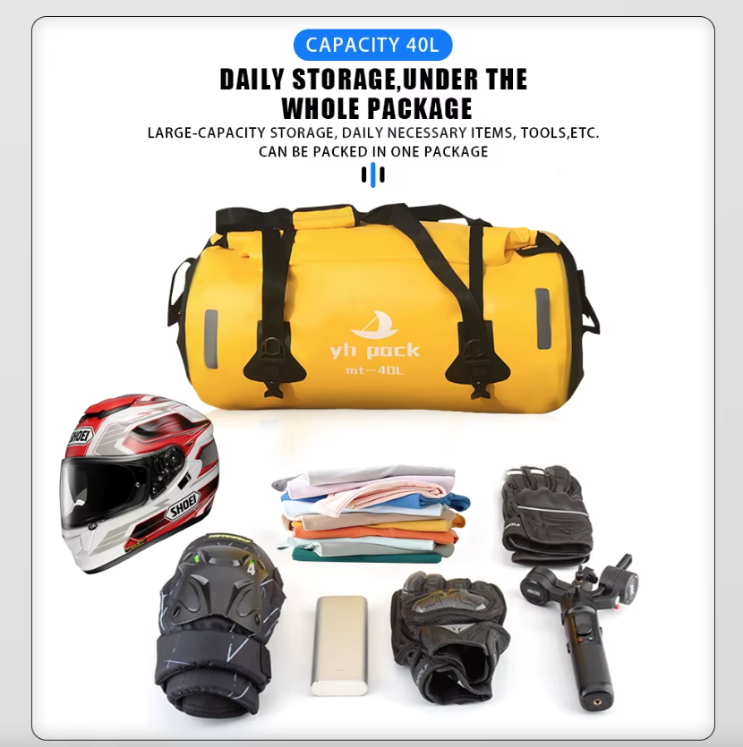 Sac Moto Étanche 40L/80L VTT Roll-Top - Porte-Bagages Arrière & Selle Portable - Rangement Facile