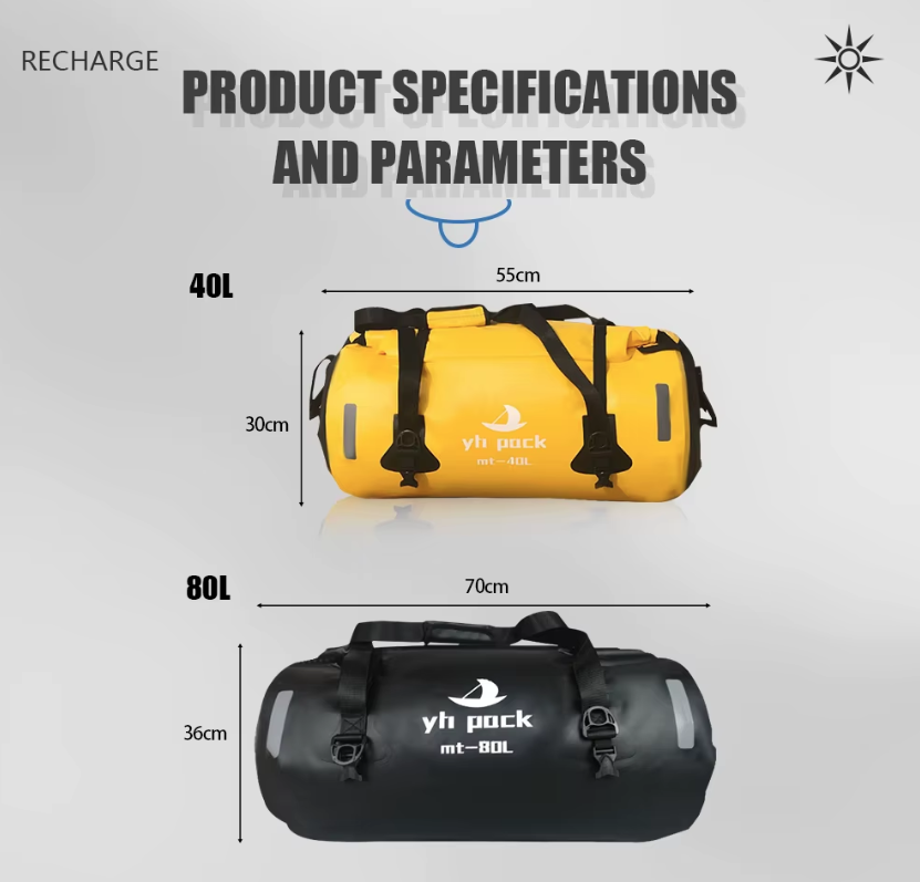 Sac Moto Étanche 40L/80L VTT Roll-Top - Porte-Bagages Arrière & Selle Portable - Rangement Facile