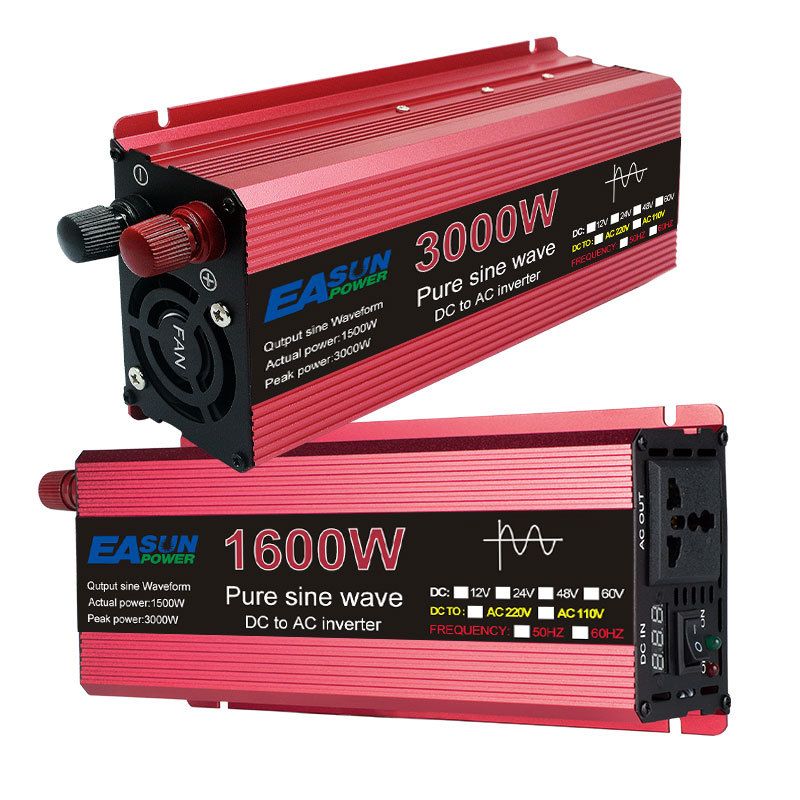 Onduleur à onde sinusoïdale pure 3000W 2200W 1600W 1000W Conception durable en aluminium-magnésium Haute efficacité Alimentation pour camping