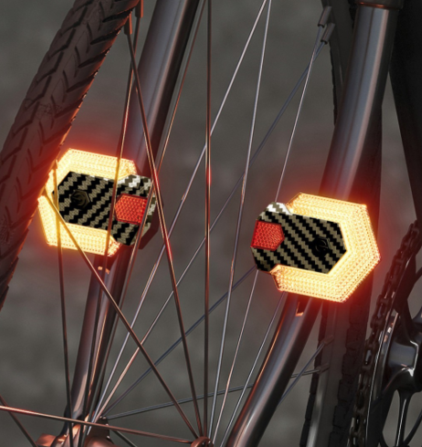CarryBright Feu arrière de vélo en fibre de carbone (lot de 4) avec clignotants, clignotants avant et arrière rechargeables par USB, avertissement de sécurité à LED lumineuse, télécommande sans fil, feu clignotant étanche pour vélo électrique