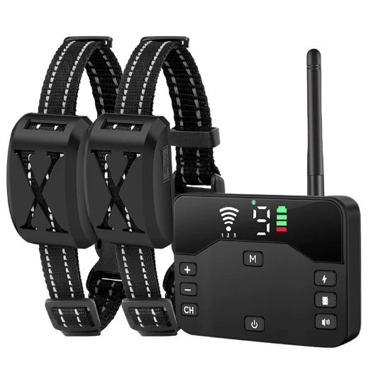 Collier de dressage à distance pour chien avec clôture électrique sans fil, rechargeable, confinement sécurisé pour animaux de compagnie, limites personnalisables